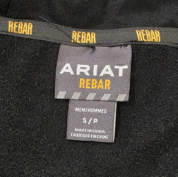 New Ariat Rebar Workwear Reflective Flag Full Zip Hoodie Mens Sz Small Black - Picture 6 of 9